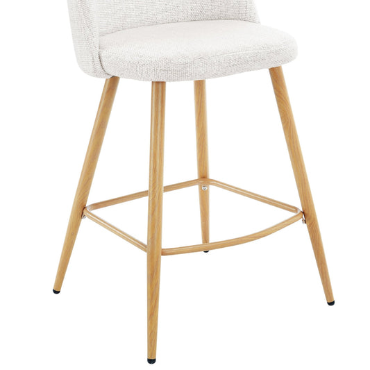 Iris Set Of 2 Barstools - Boucle Ivory - Wood Legs - DUSK