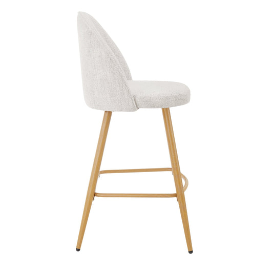 Iris Set Of 2 Barstools - Boucle Ivory - Wood Legs - DUSK