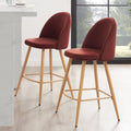 Iris Set Of 2 Barstools - Velvet Rust - Wood Legs - DUSK