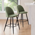 Iris Set Of 2 Barstools - Velvet Sage Green - Black Legs - DUSK