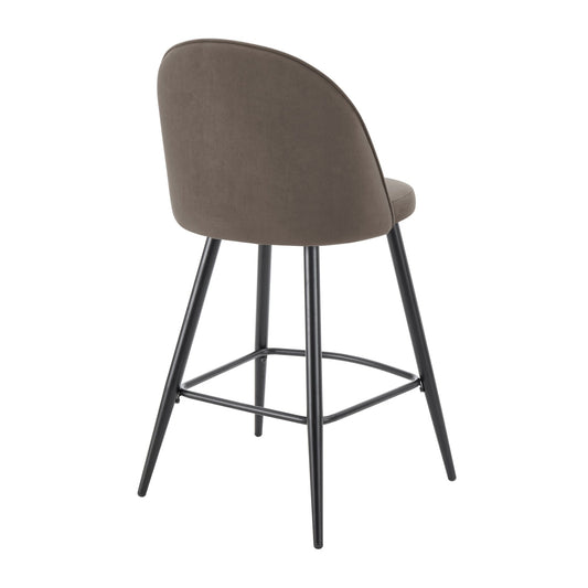 Iris Set Of 2 Barstools - Velvet Taupe - Black Legs - DUSK