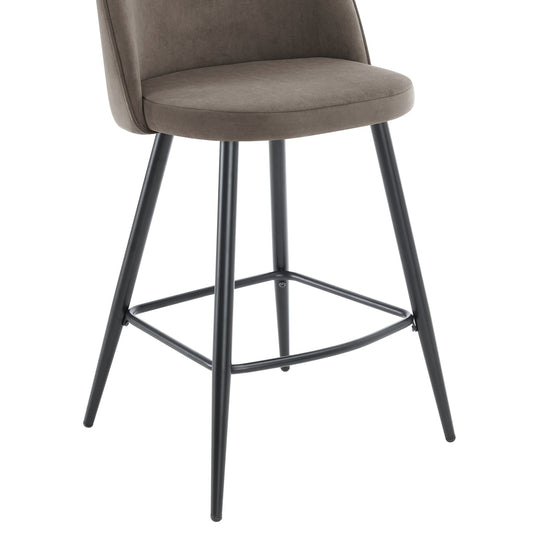 Iris Set Of 2 Barstools - Velvet Taupe - Black Legs - DUSK