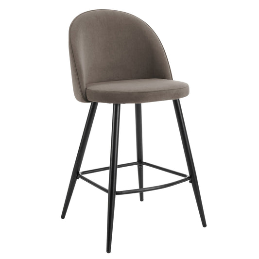 Iris Set Of 2 Barstools - Velvet Taupe - Black Legs - DUSK