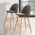 Iris Set Of 2 Barstools - Velvet Taupe - Wood Legs - DUSK