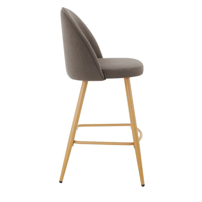Iris Set Of 2 Barstools - Velvet Taupe - Wood Legs - DUSK