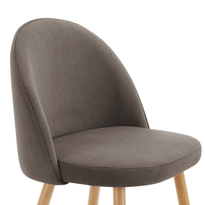 Iris Set Of 2 Barstools - Velvet Taupe - Wood Legs - DUSK