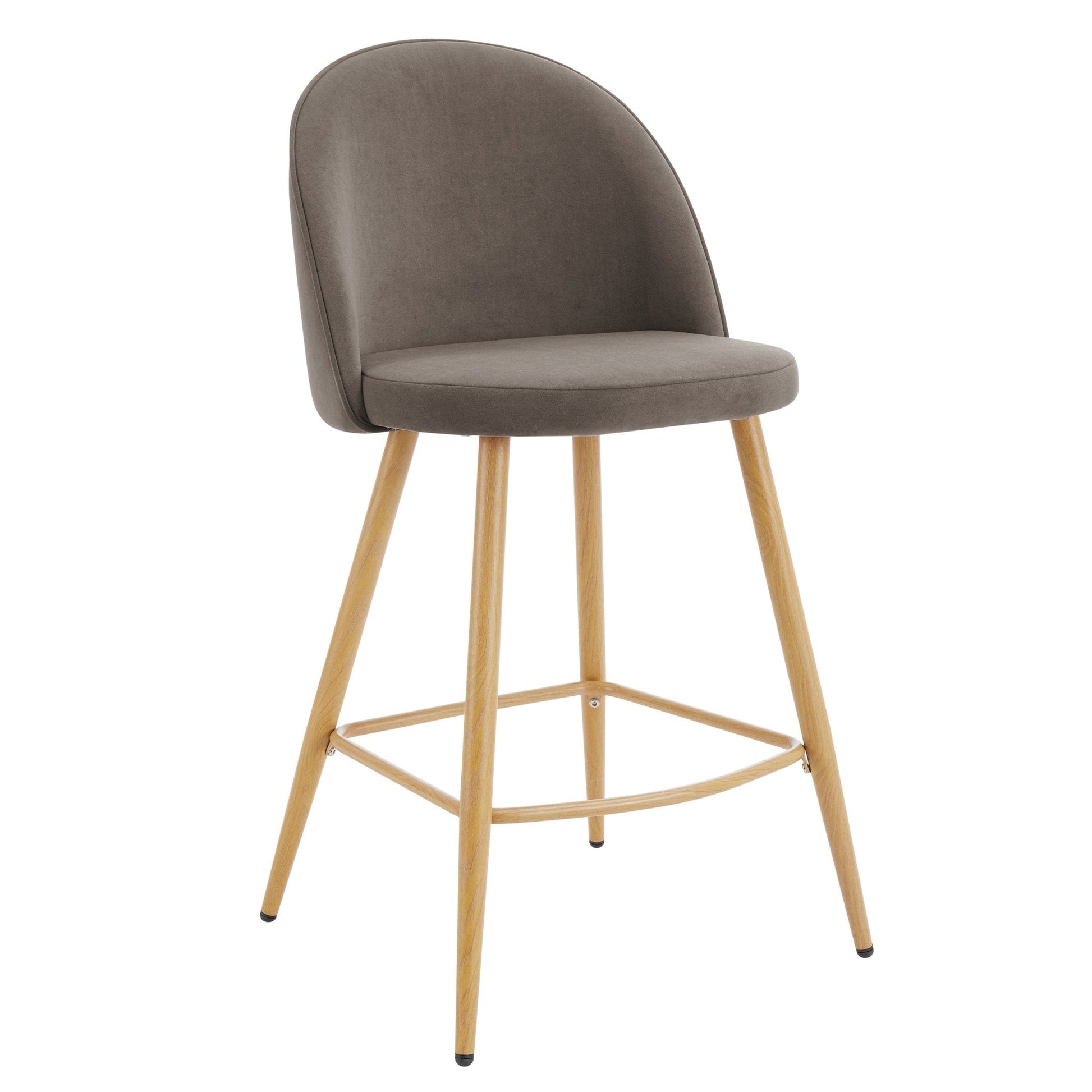 Iris Set Of 2 Barstools - Velvet Taupe - Wood Legs - DUSK