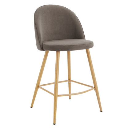 Iris Set Of 2 Barstools - Velvet Taupe - Wood Legs - DUSK