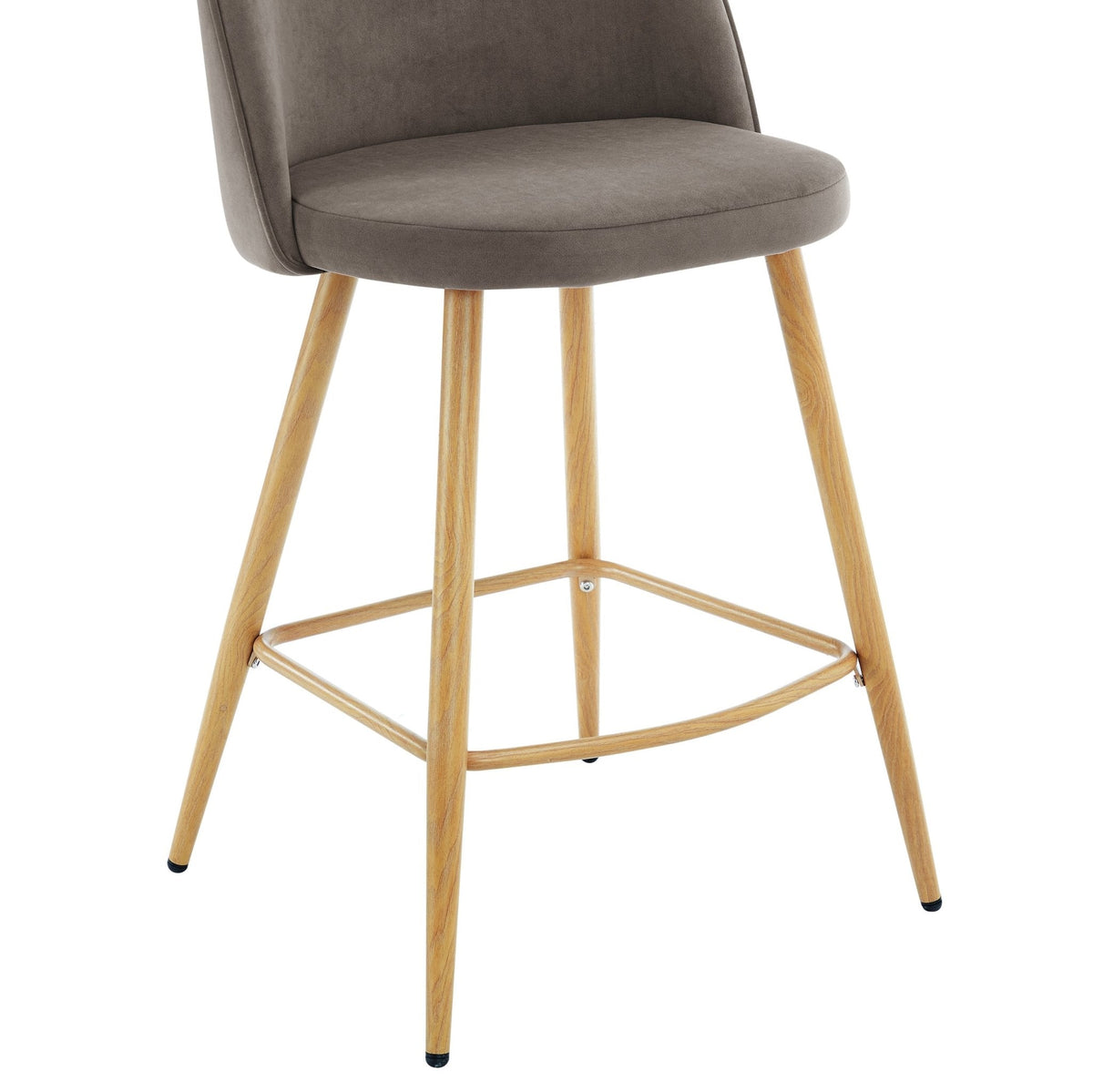Iris Set Of 2 Barstools - Velvet Taupe - Wood Legs - DUSK