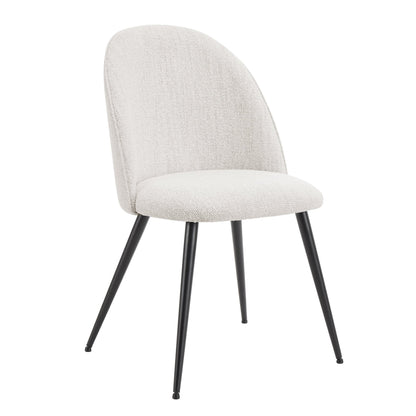 Iris Set Of 2 Dining Chairs - Boucle Ivory - Black Legs - DUSK