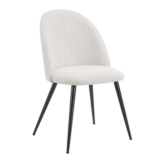 Iris Set Of 2 Dining Chairs - Boucle Ivory - Black Legs - DUSK