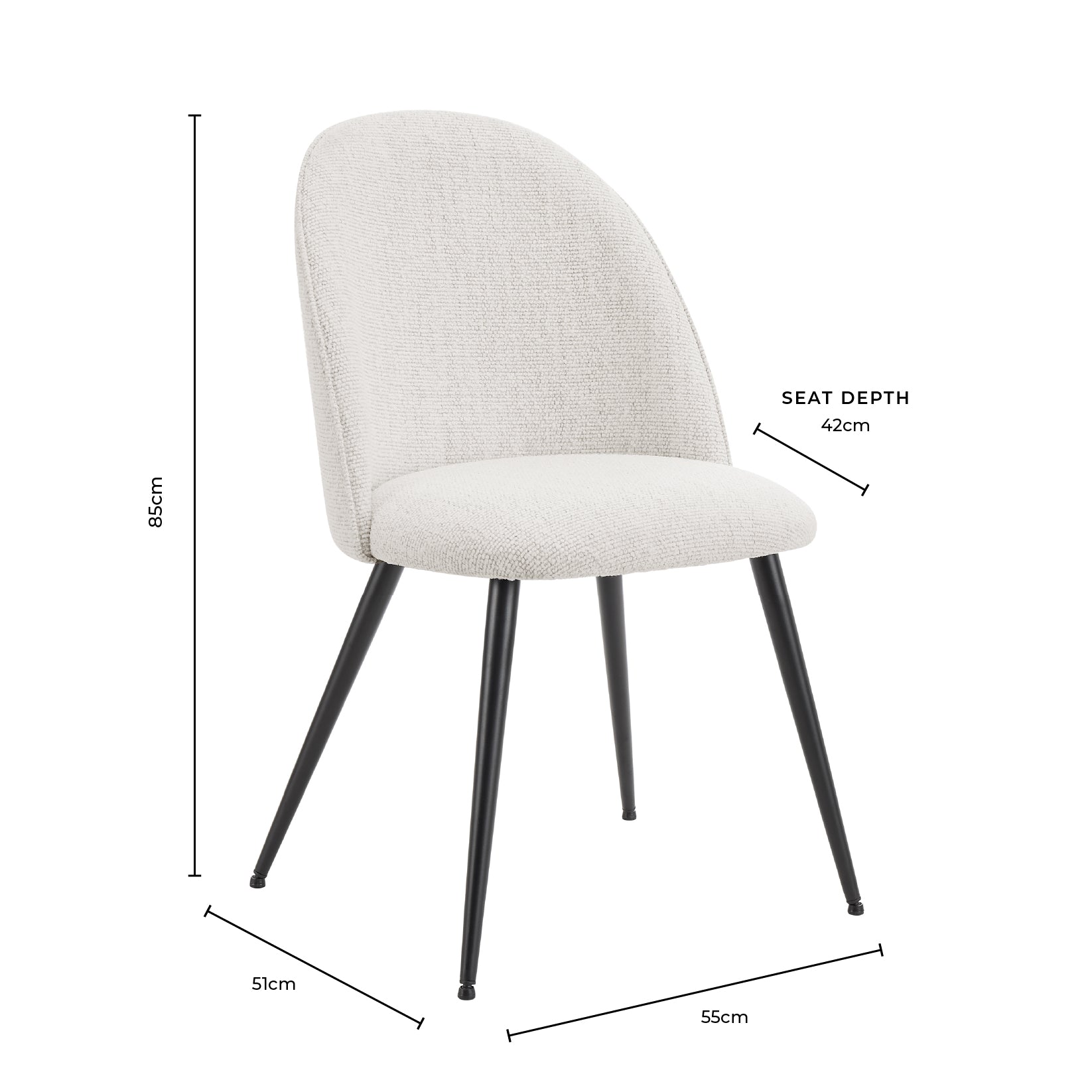Iris Set Of 2 Dining Chairs - Boucle Ivory/Black - DUSK