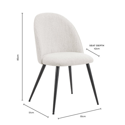 Iris Set Of 2 Dining Chairs - Boucle Ivory/Black - DUSK
