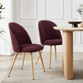 Iris Set Of 2 Dining Chairs - Velvet Berry - Wood Legs - DUSK