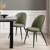 Iris Set Of 2 Dining Chairs - Velvet Sage Green - Black Legs - DUSK