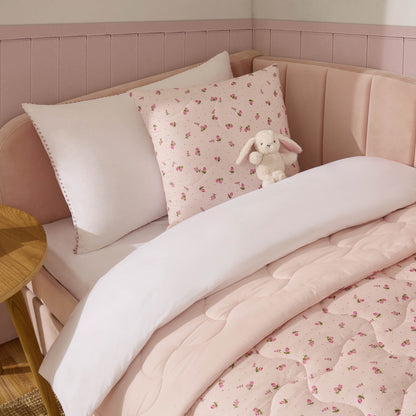 Isabelle Rose Print Quilted Cushion Cover and Bedspread Set - Pink - DUSK