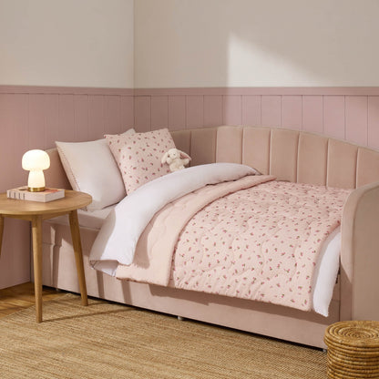 Isabelle Rose Print Quilted Cushion Cover and Bedspread Set - Pink - DUSK