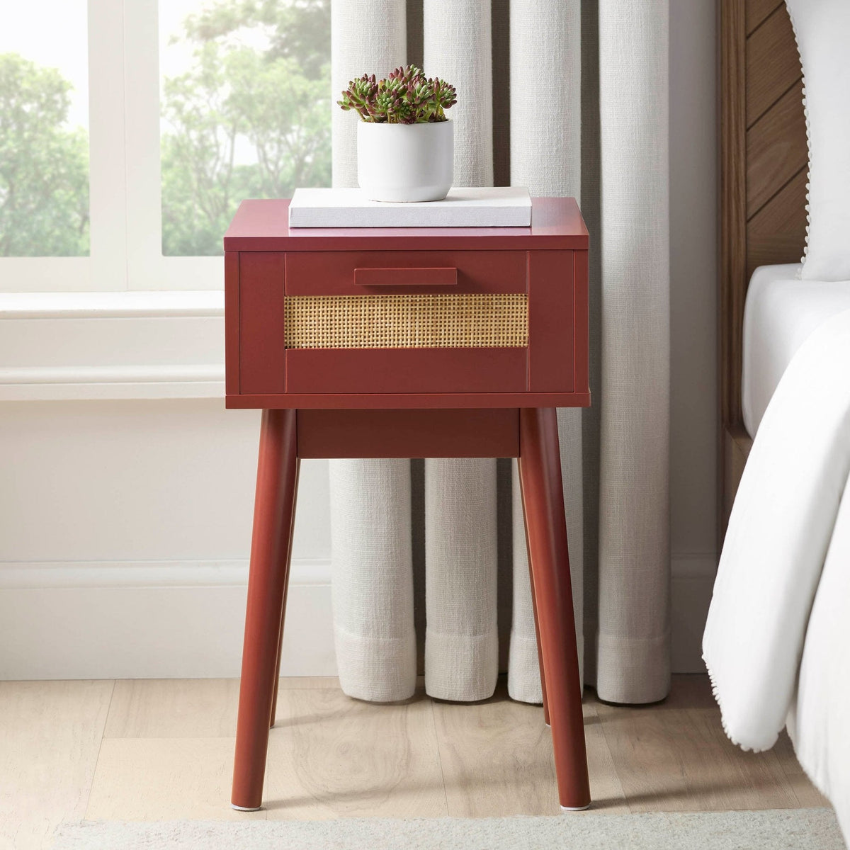 Isla 1 Drawer Nightstand - Burnt Red - DUSK