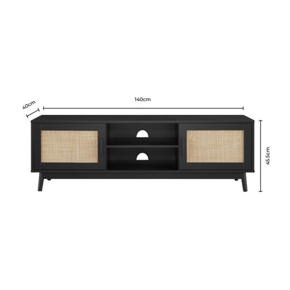 Isla 140cm TV Unit - Black - DUSK