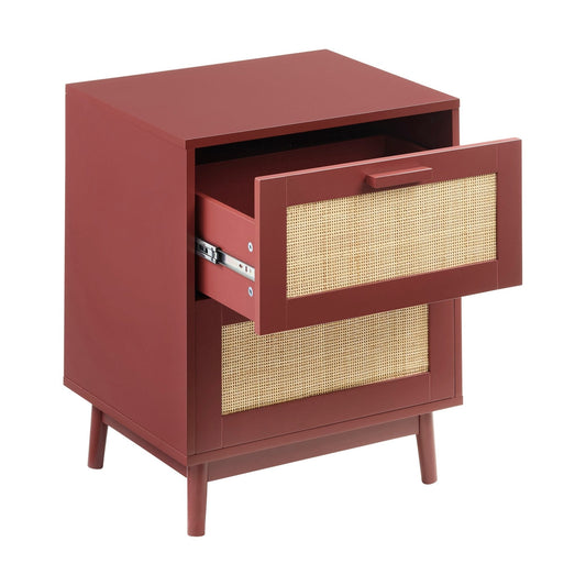 Isla 2 Drawer Bedside Table - Burnt Red - DUSK