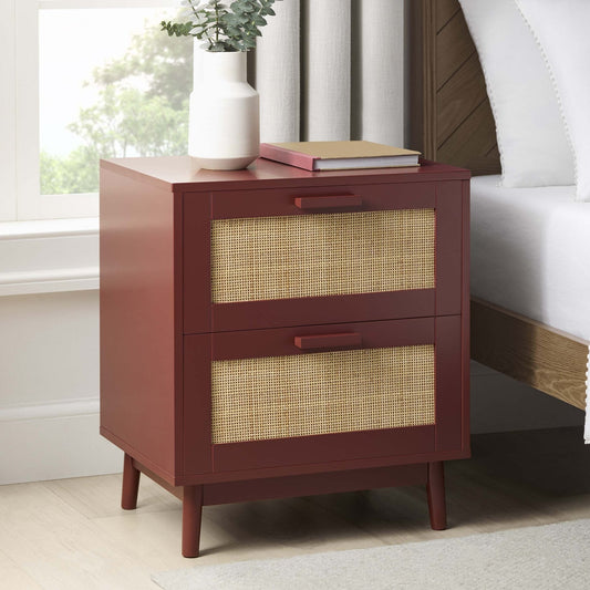 Isla 2 Drawer Bedside Table - Burnt Red - DUSK