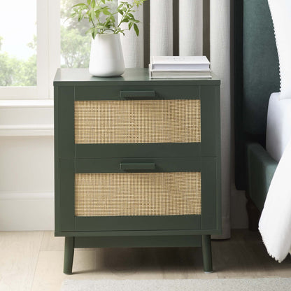 Isla 2 Drawer Bedside Table - Forest Green - DUSK