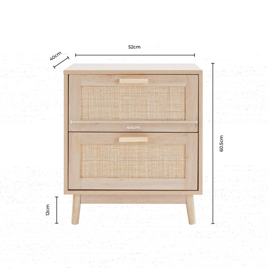 Isla 2 Drawer Bedside Table - Forest Green - DUSK