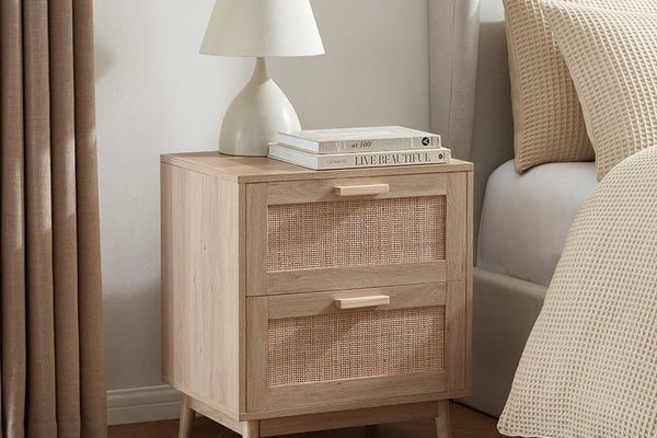 Isla 2 Drawer Bedside Table - Natural - DUSK