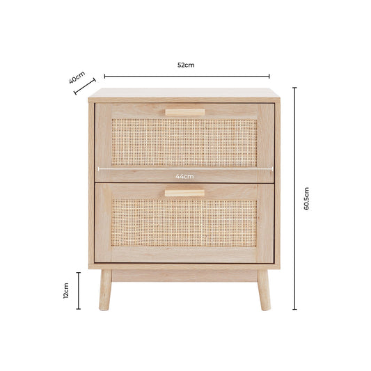 Isla 2 Drawer Bedside Table - Sage Green - DUSK