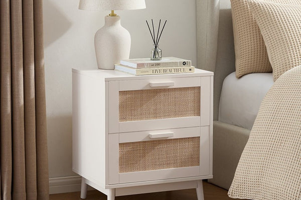 Isla 2 Drawer Bedside Table - Stone - DUSK