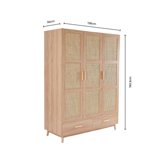 Isla 3 Door Wardrobe - Natural - DUSK