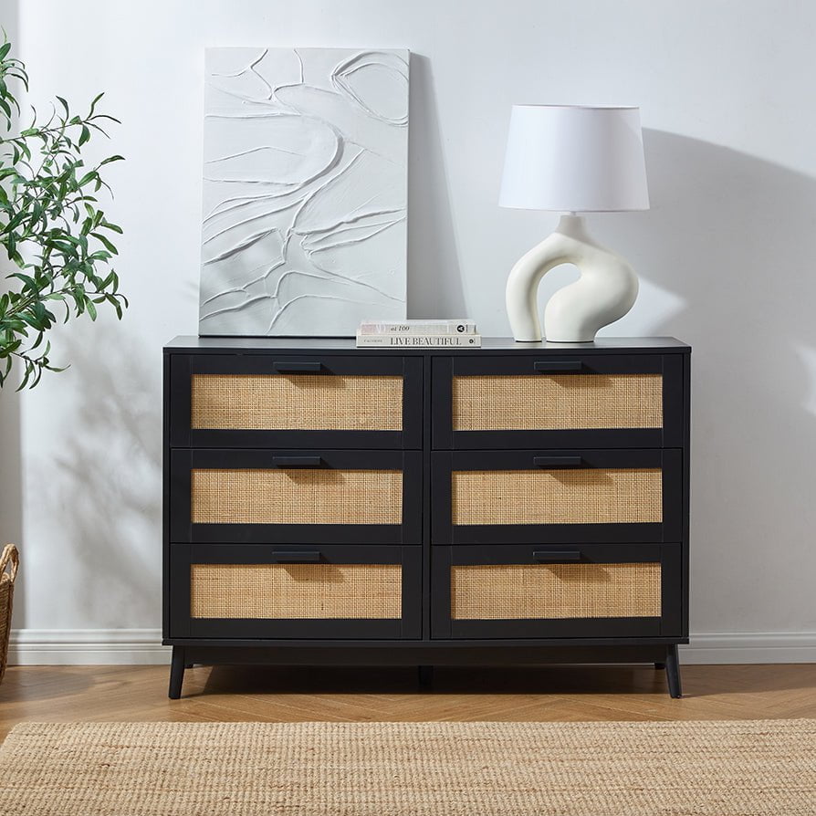 Isla 6 Drawer Chest - Black - DUSK