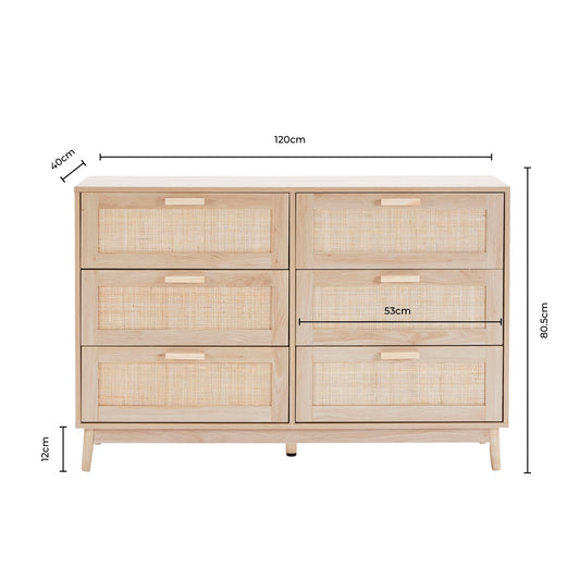 Isla 6 Drawer Chest - Taupe - DUSK