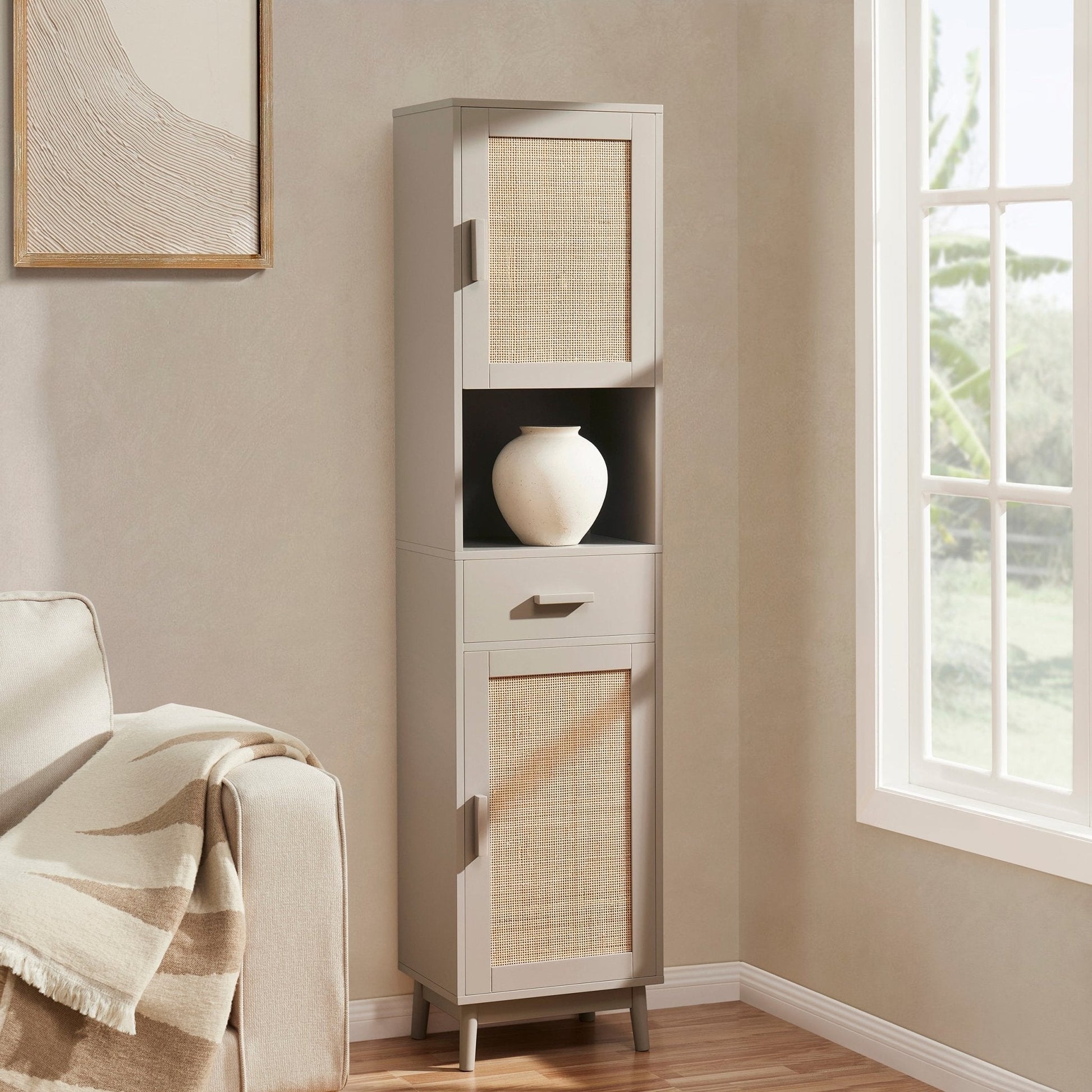 Isla Tall Storage Unit - Taupe - DUSK