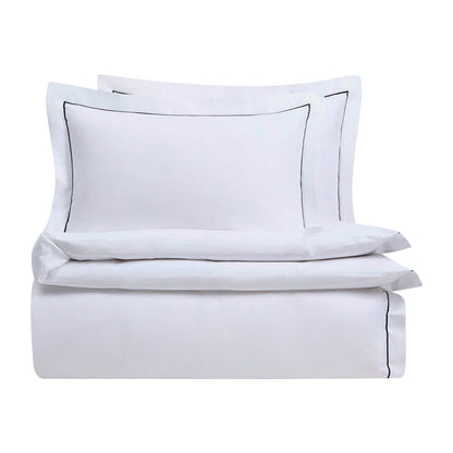 Islington 300 Thread Count Embroidered Duvet Cover - White/Black - DUSK