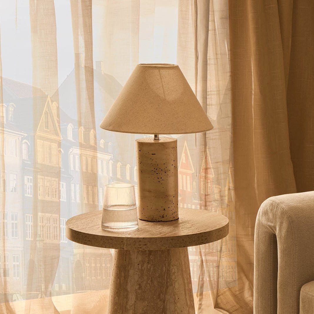 Ivy Marble Effect Table Lamp - Cream - DUSK