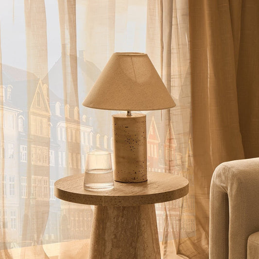 Ivy Marble Effect Table Lamp - Cream - DUSK