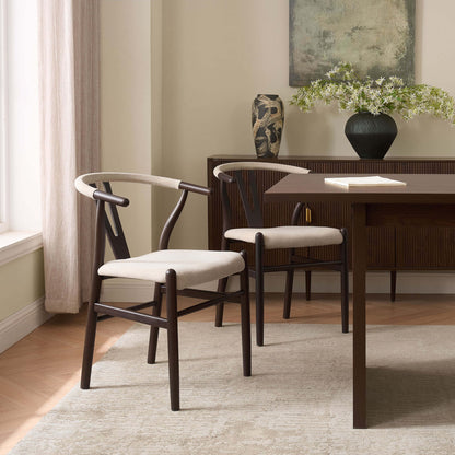 Jade Set of 2 Dining Chairs - Chenille Oatmeal - DUSK