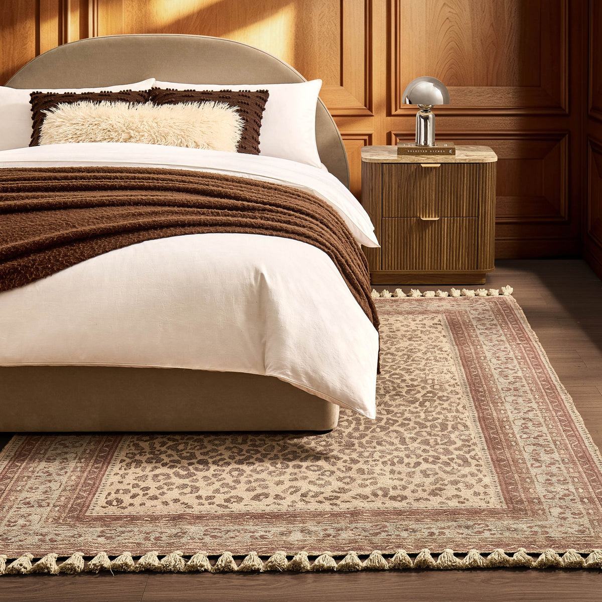 Jen Traditional Border Leopard Print Rug - Multi - DUSK