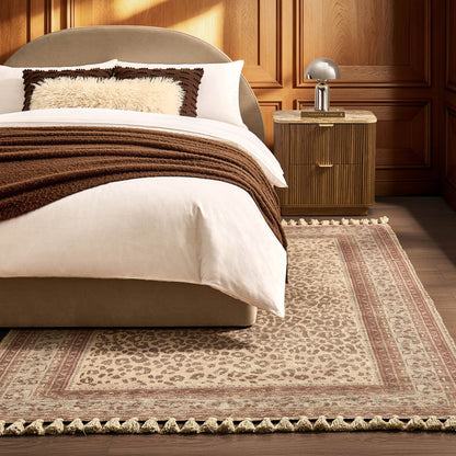 Jen Traditional Border Leopard Print Rug - Multi - DUSK