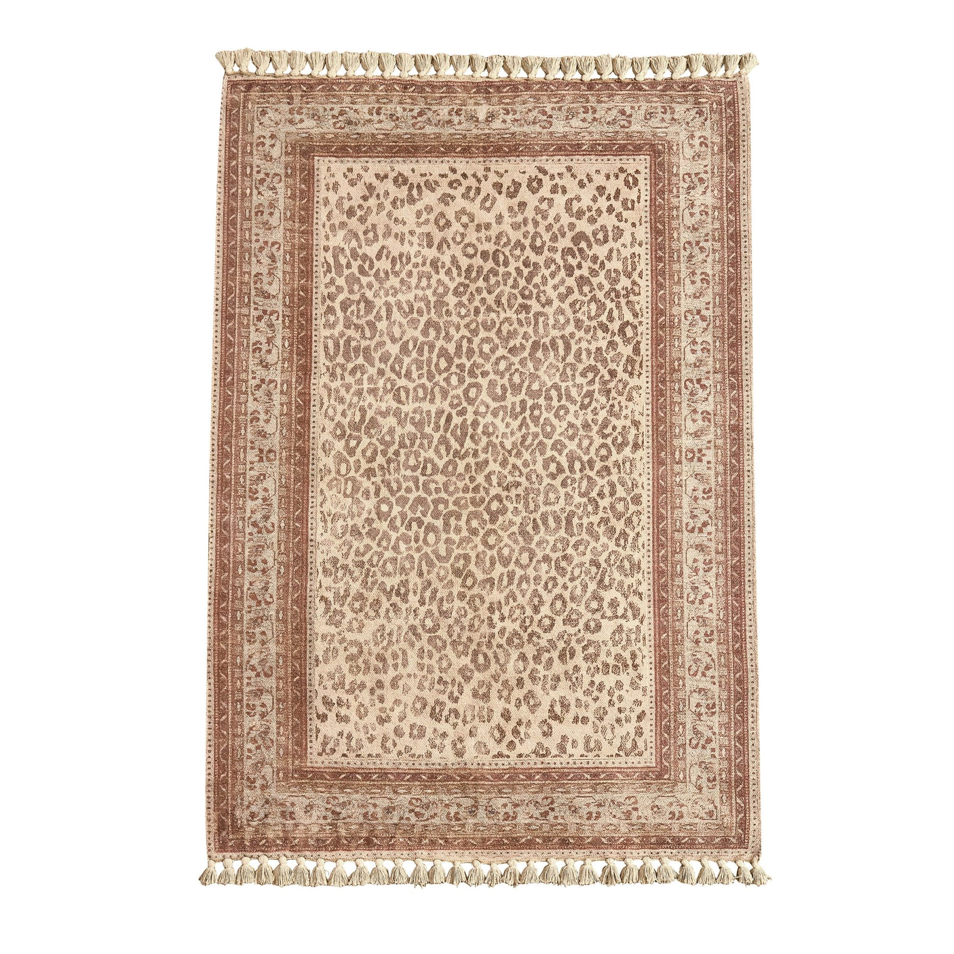 Jen Traditional Border Leopard Print Rug - Multi - DUSK