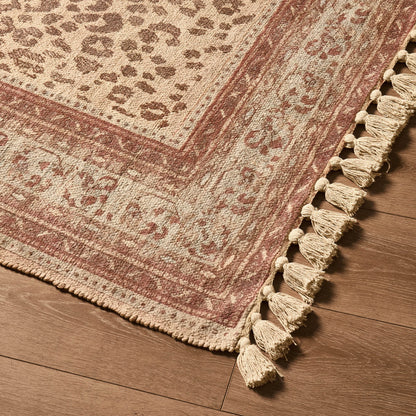 Jen Traditional Border Leopard Print Rug - Multi - DUSK