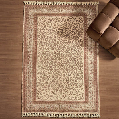 Jen Traditional Border Leopard Print Rug - Multi - DUSK