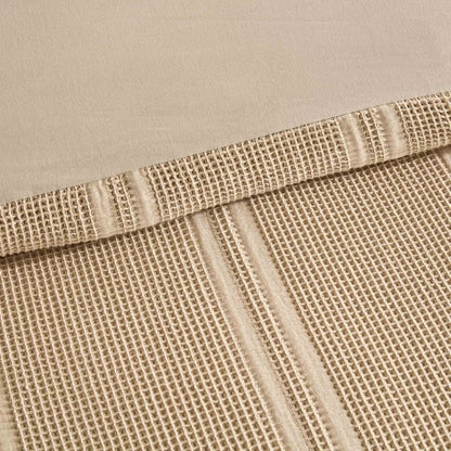 Jessie 100% Cotton Waffle Stripe Duvet Cover & Pillowcase Set - Grey - DUSK