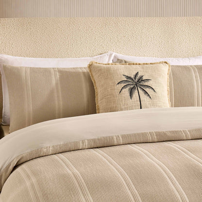 Jessie 100% Cotton Waffle Stripe Duvet Cover & Pillowcase Set - Grey - DUSK