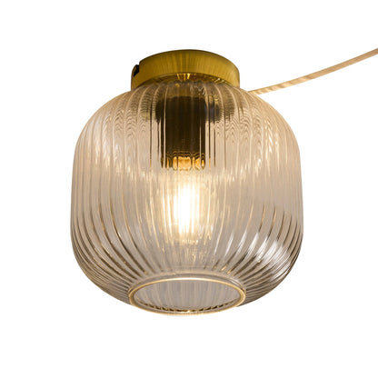 Jules Ribbed Glass Flush Ceiling Light - Clear/Gold - DUSK