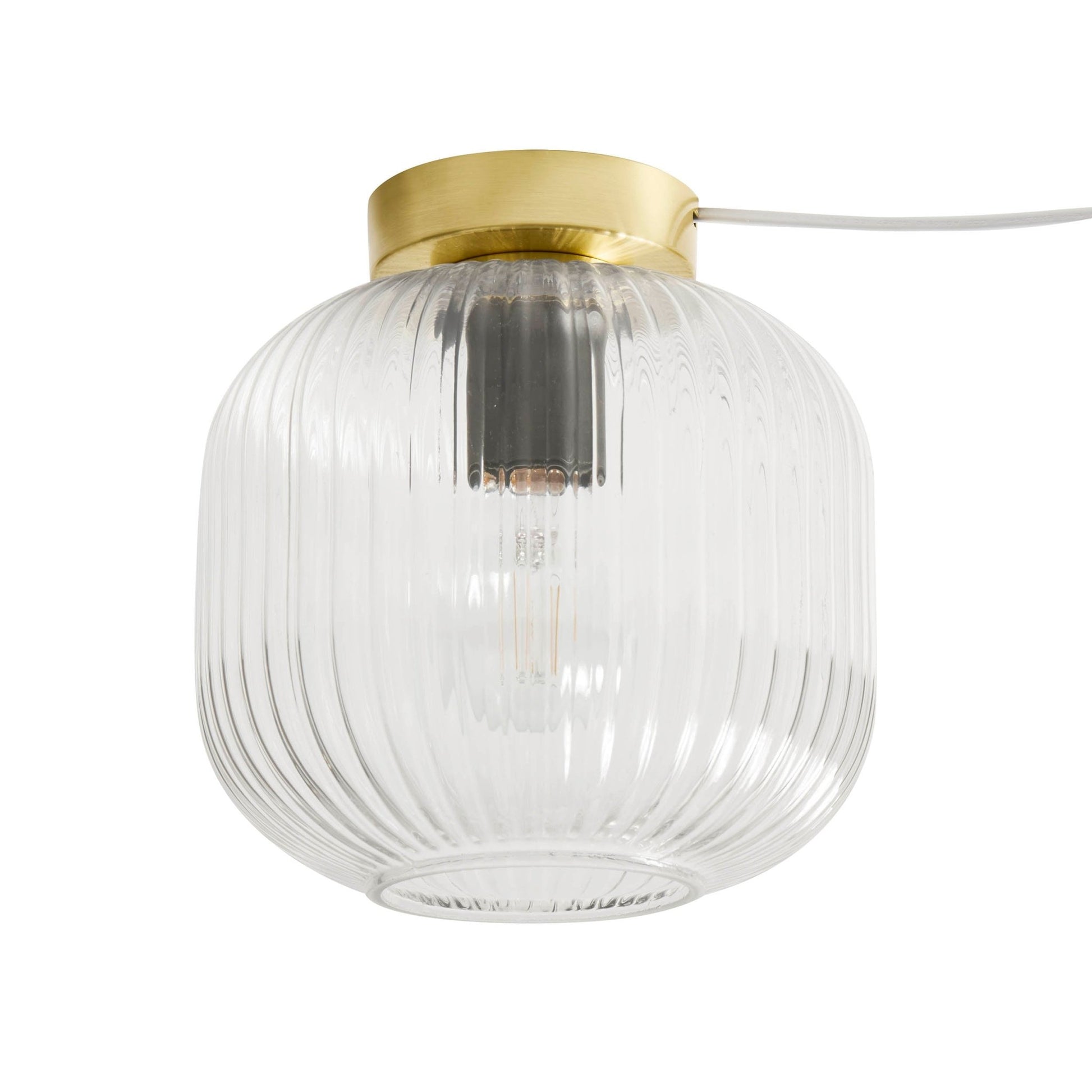 Jules Ribbed Glass Flush Ceiling Light - Clear/Gold - DUSK