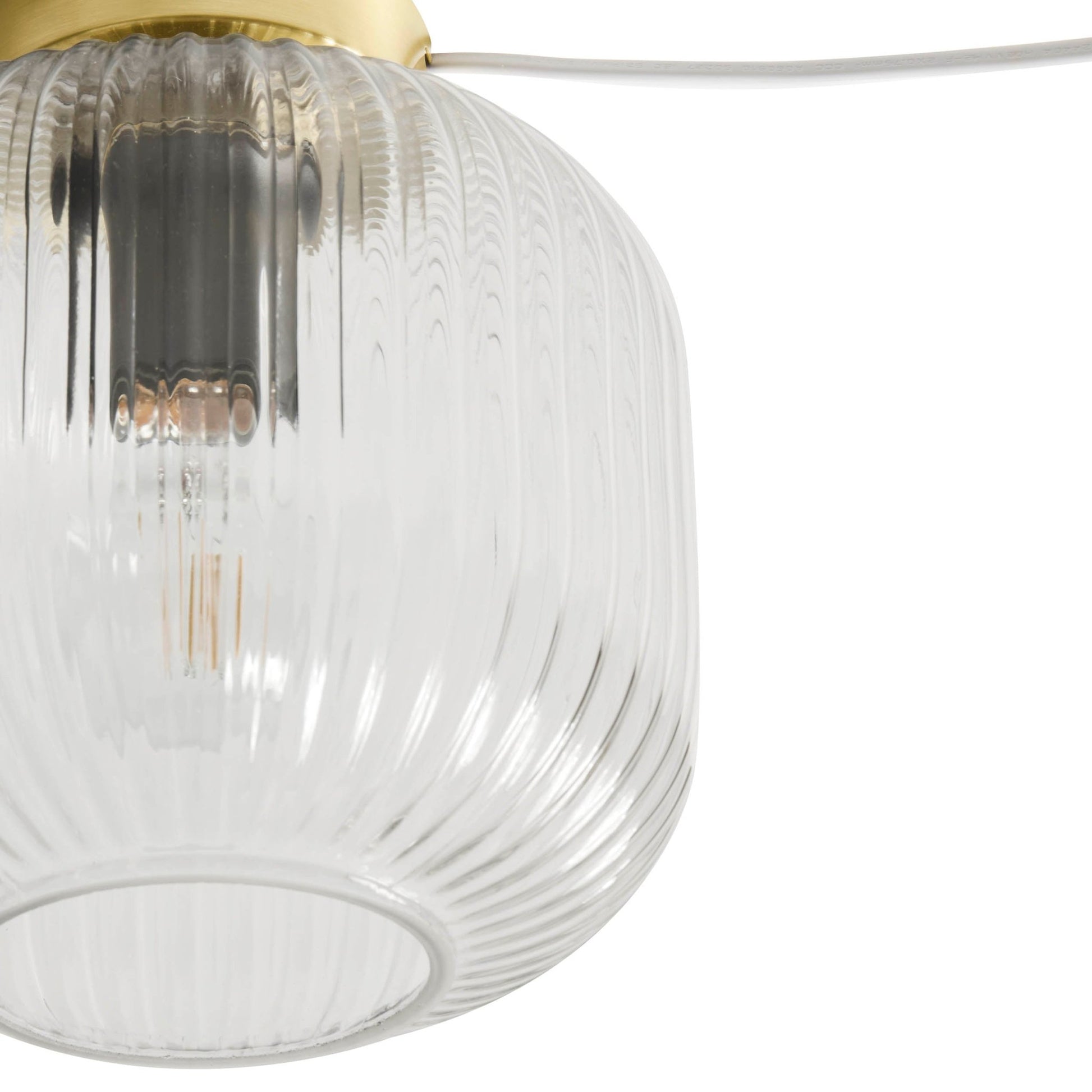 Jules Ribbed Glass Flush Ceiling Light - Clear/Gold - DUSK