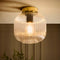 Jules Ribbed Glass Flush Ceiling Light - Clear/Gold - DUSK