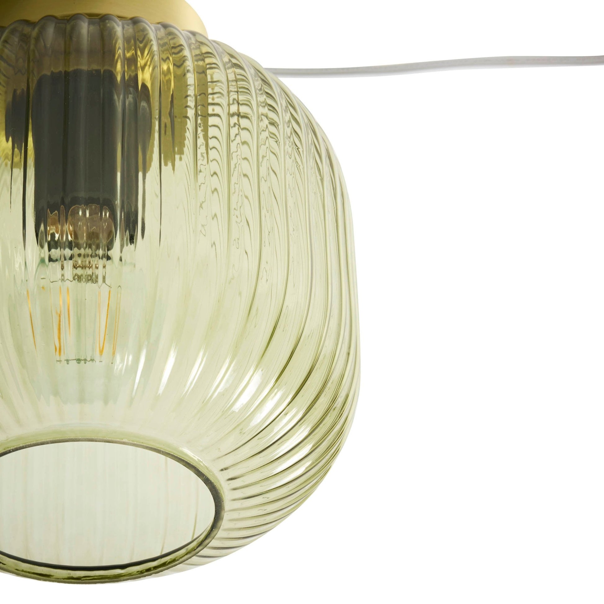 Jules Ribbed Glass Flush Ceiling Light - Green/Gold - DUSK